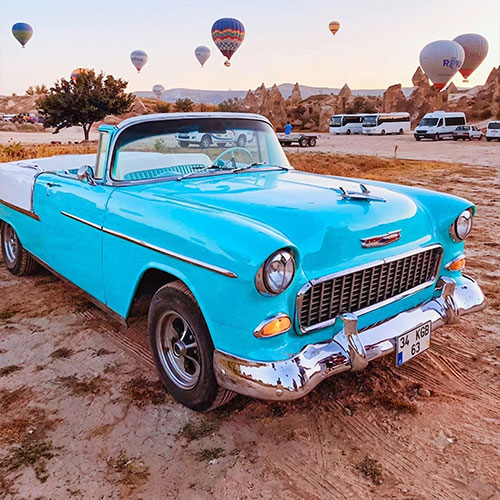 1956 Chevrolet Bel Air (blue) classic car tour in Cappadocia