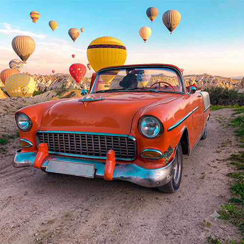 1956 Chevrolet Bel Air (orange) classic car tour in Cappadocia